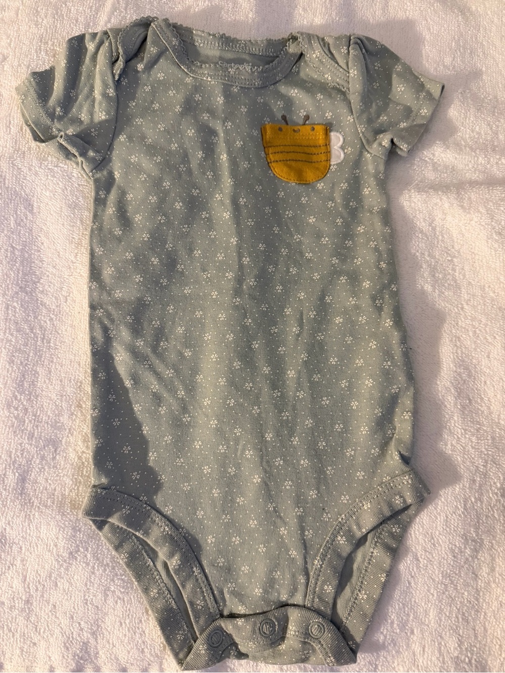 Carter's Mint Green Star-Print One-Piece with Mustard Pocket